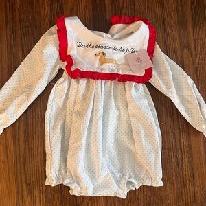 Emi Claire smock co NWT 3T Christmas dachshund bubble